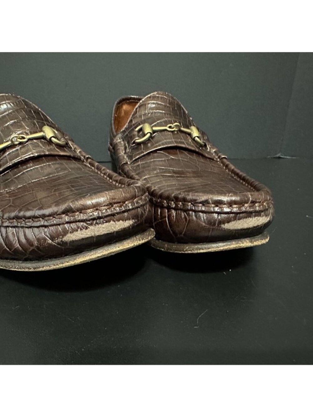 ALLEN EDMONDS Verona II Italian Loafer Crocodile Embossed Leather Brown Size 13D - Picture 6 of 15